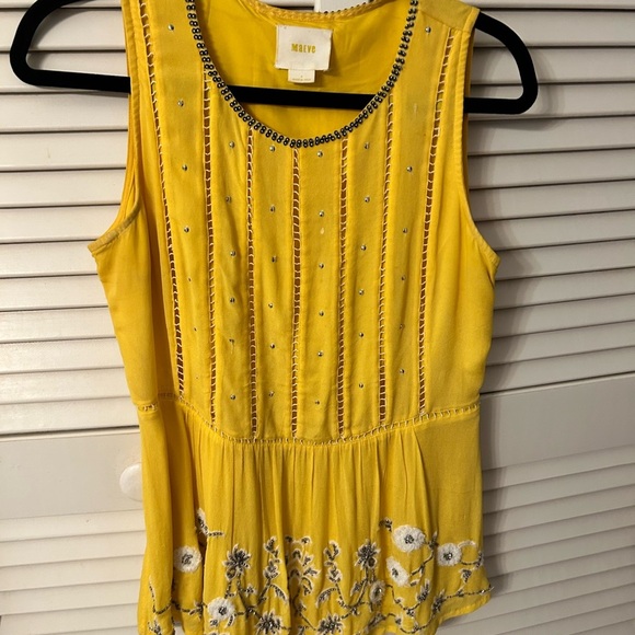 Anthropologie Maeve Calendula Peplum Beaded Blouse buttercup yellow - Picture 2 of 4